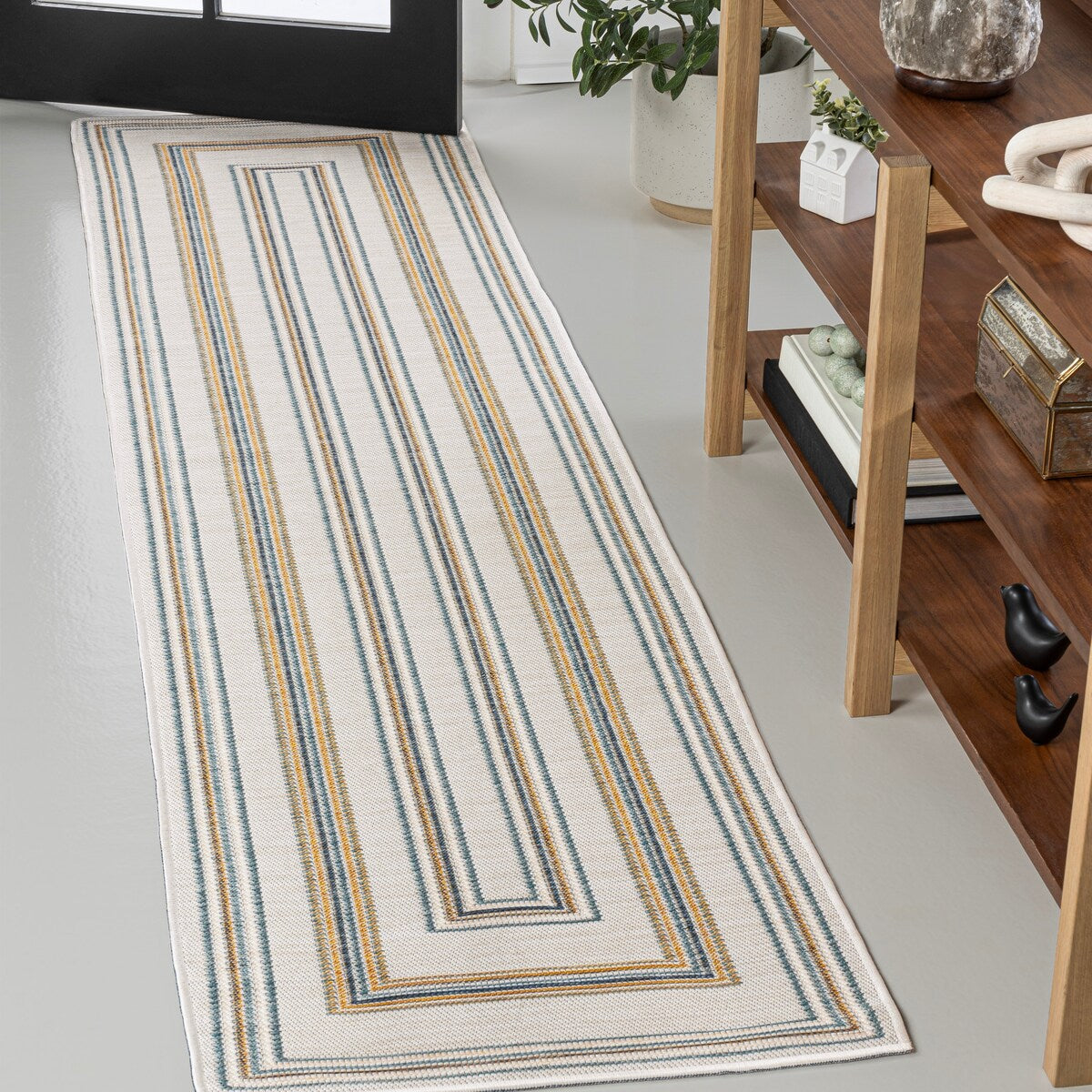 JONATHAN Y Reversible Eryx Classic Nautical Mitre Stripe Machine-Washable Indoor/Outdoor Rug