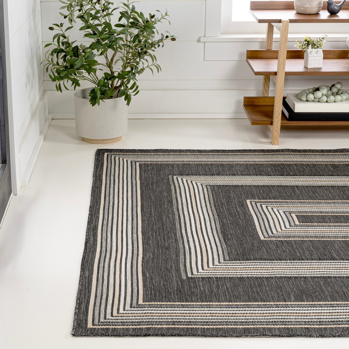 JONATHAN Y Reversible Eryx Classic Nautical Mitre Stripe Machine-Washable Indoor/Outdoor Rug