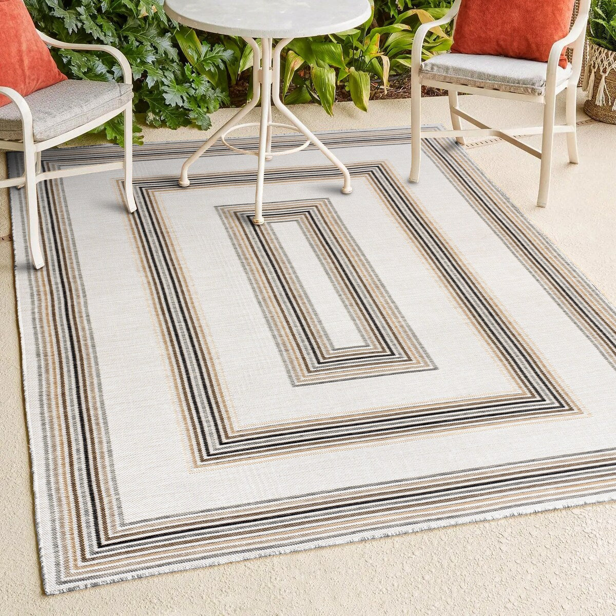JONATHAN Y Reversible Eryx Classic Nautical Mitre Stripe Machine-Washable Indoor/Outdoor Rug
