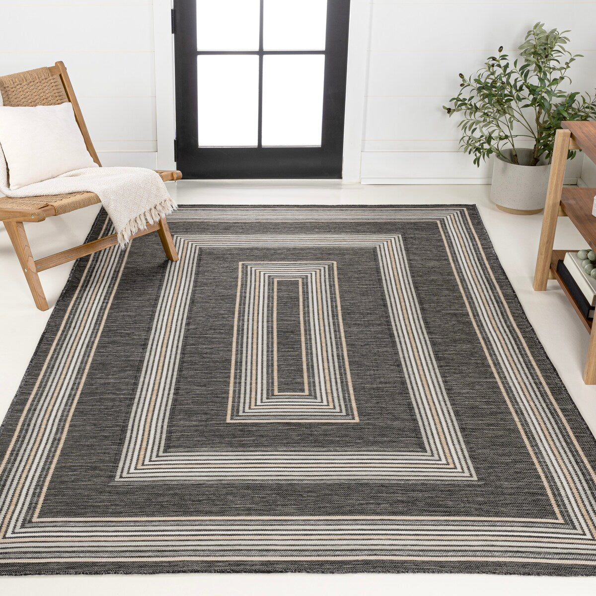JONATHAN Y Reversible Eryx Classic Nautical Mitre Stripe Machine-Washable Indoor/Outdoor Rug