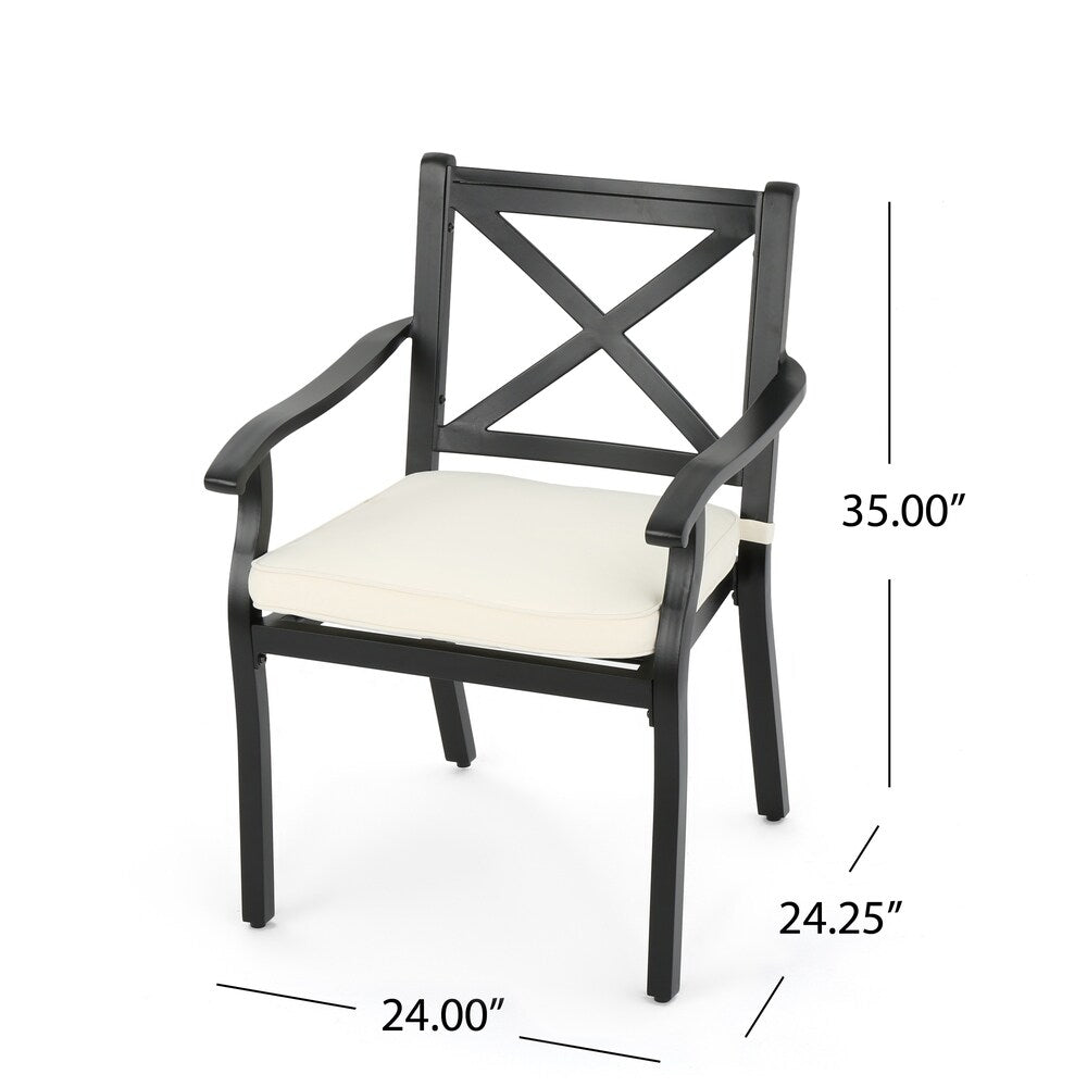 Esfera Outdoor 8 Seater Acacia Wood and Cast Aluminum Dining Set with Cushions by Christopher Knight Home