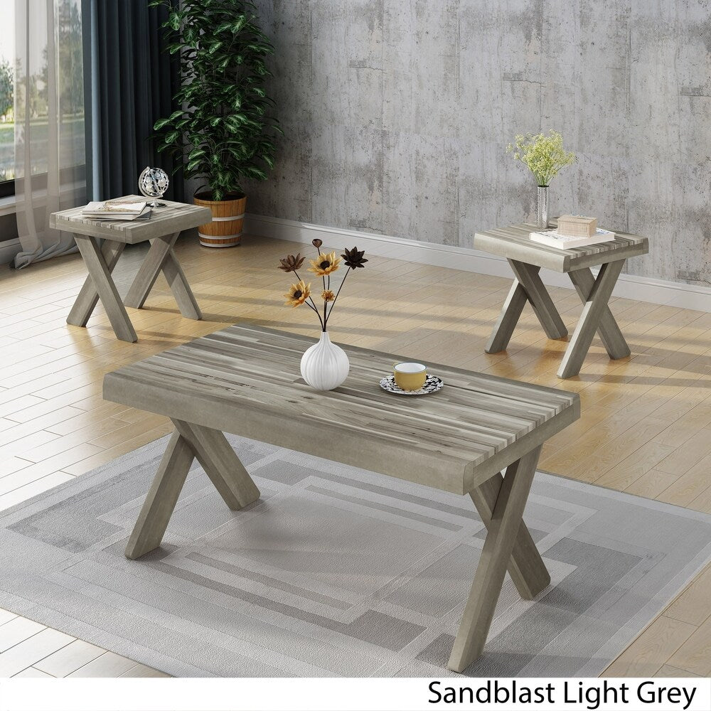 Esmeralda Indoor Farmhouse 3-piece Acacia Wood Table Set by Christopher Knight Home