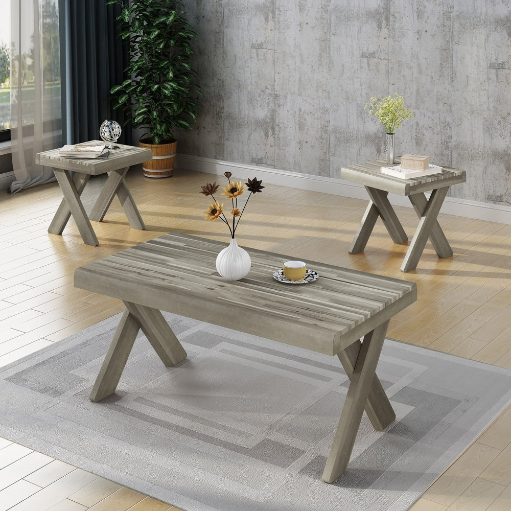 Esmeralda Indoor Farmhouse 3-piece Acacia Wood Table Set by Christopher Knight Home