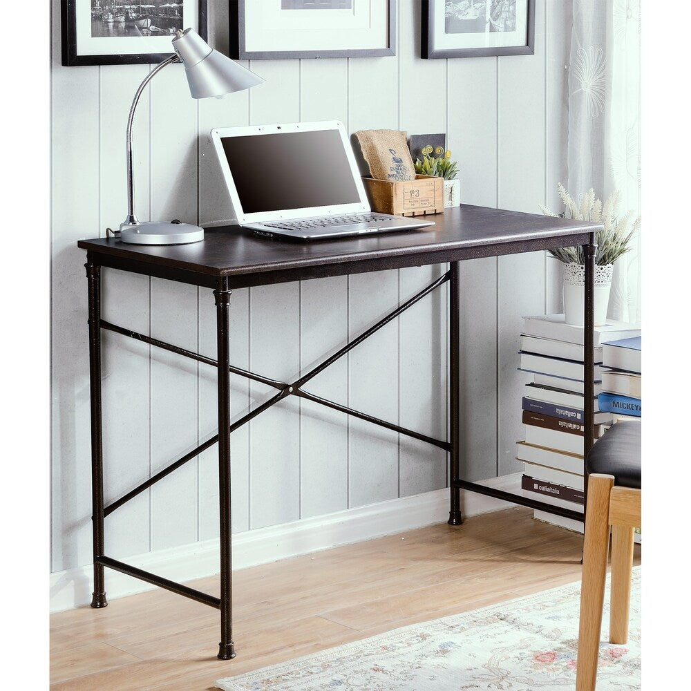 Espress finish wood and metal writing and Computer Desk