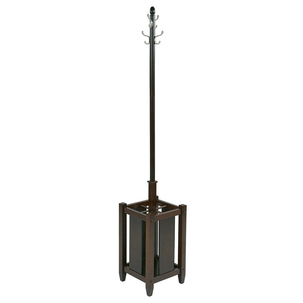 Espresso Coat Rack with Umbrella Storage