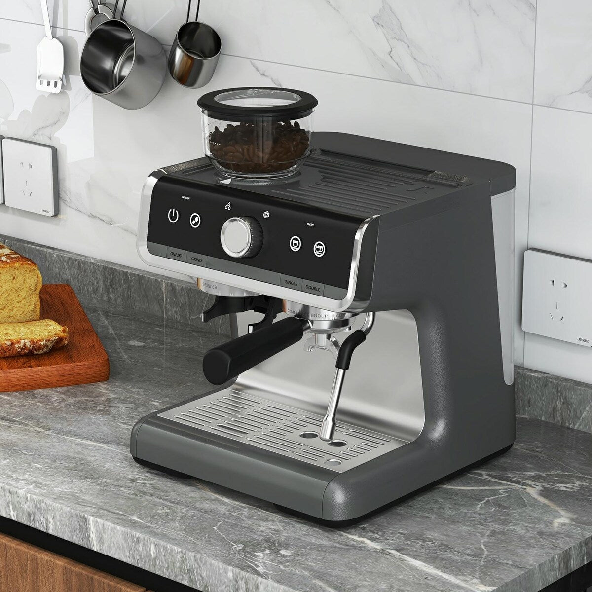 Espresso Coffee Maker Machine with Grinder, Temperature Control