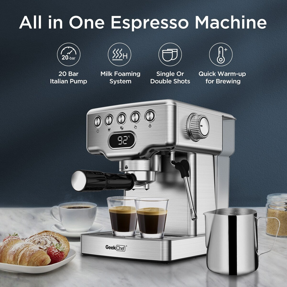 Espresso Machine,20 bar espresso machine with milk frother for latte,cappuccino,Machiato