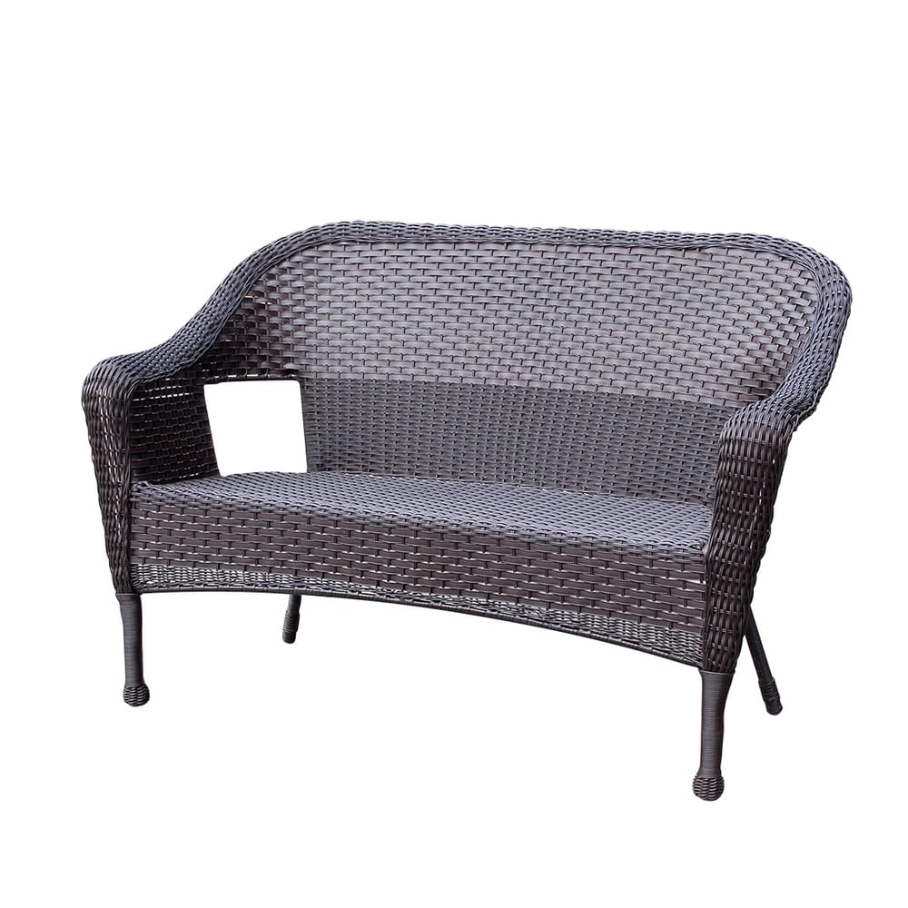 Jeco Clark Espresso Resin Wicker/Steel Loveseat