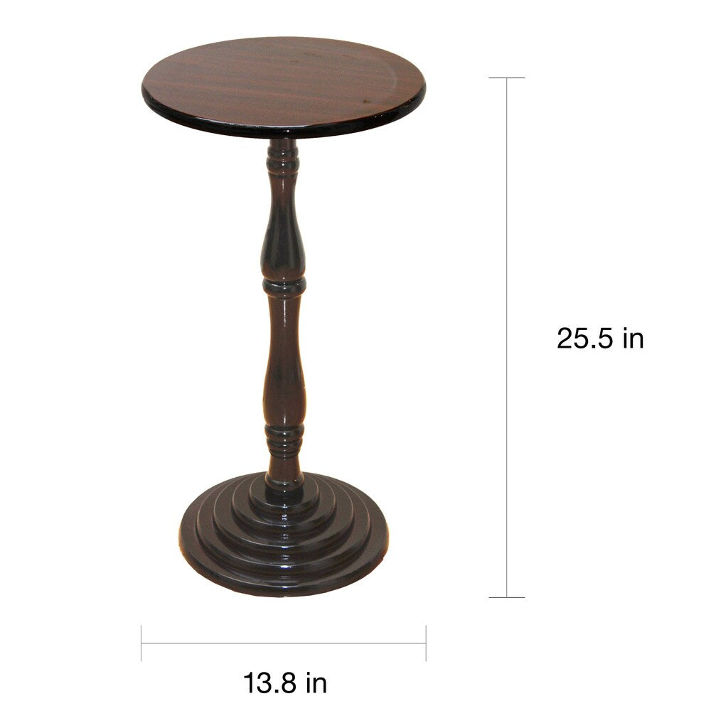 Espresso Round Pedestal Accent Side End Table