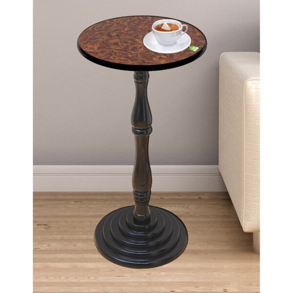 Espresso Round Pedestal Accent Side End Table