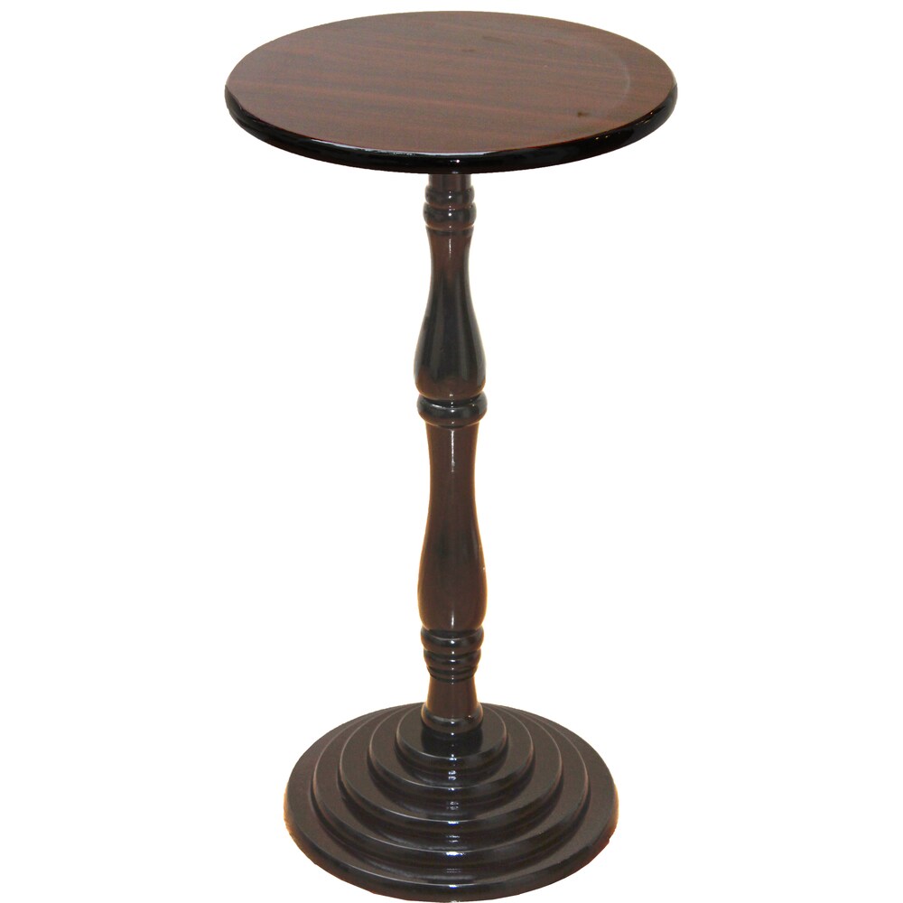 Espresso Round Pedestal Accent Side End Table