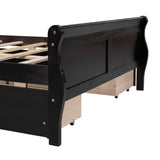 Espresso Streamlined Solid Wood Full Size Platform Bed with 4 Drawers and Headboard&Footboard