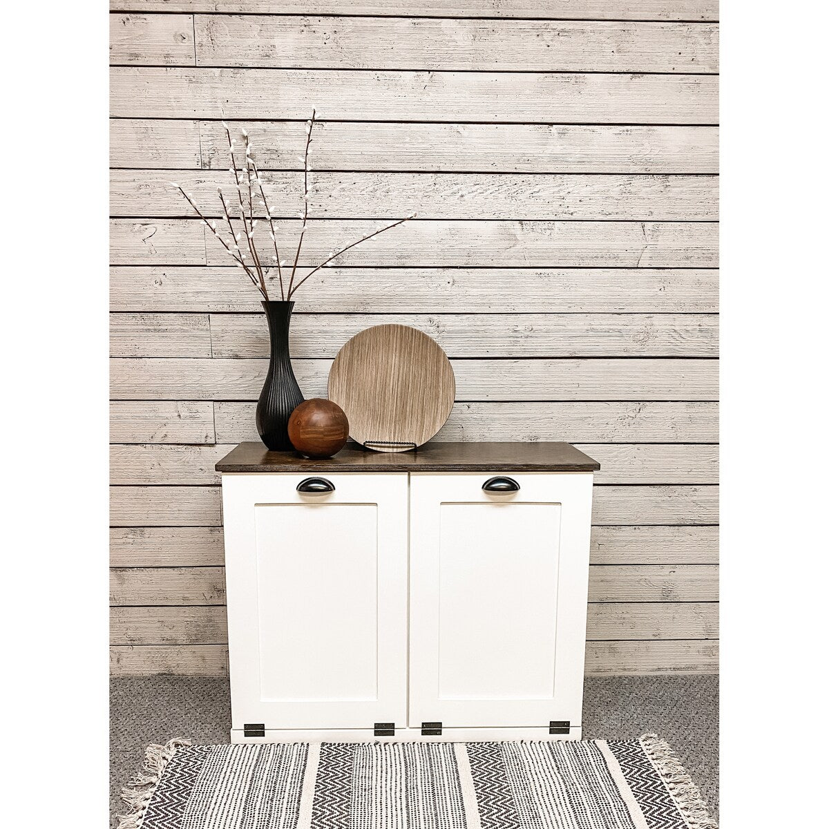 Espresso Top Double Tilt- Out Trash Cabinet with Soft Close Hardware