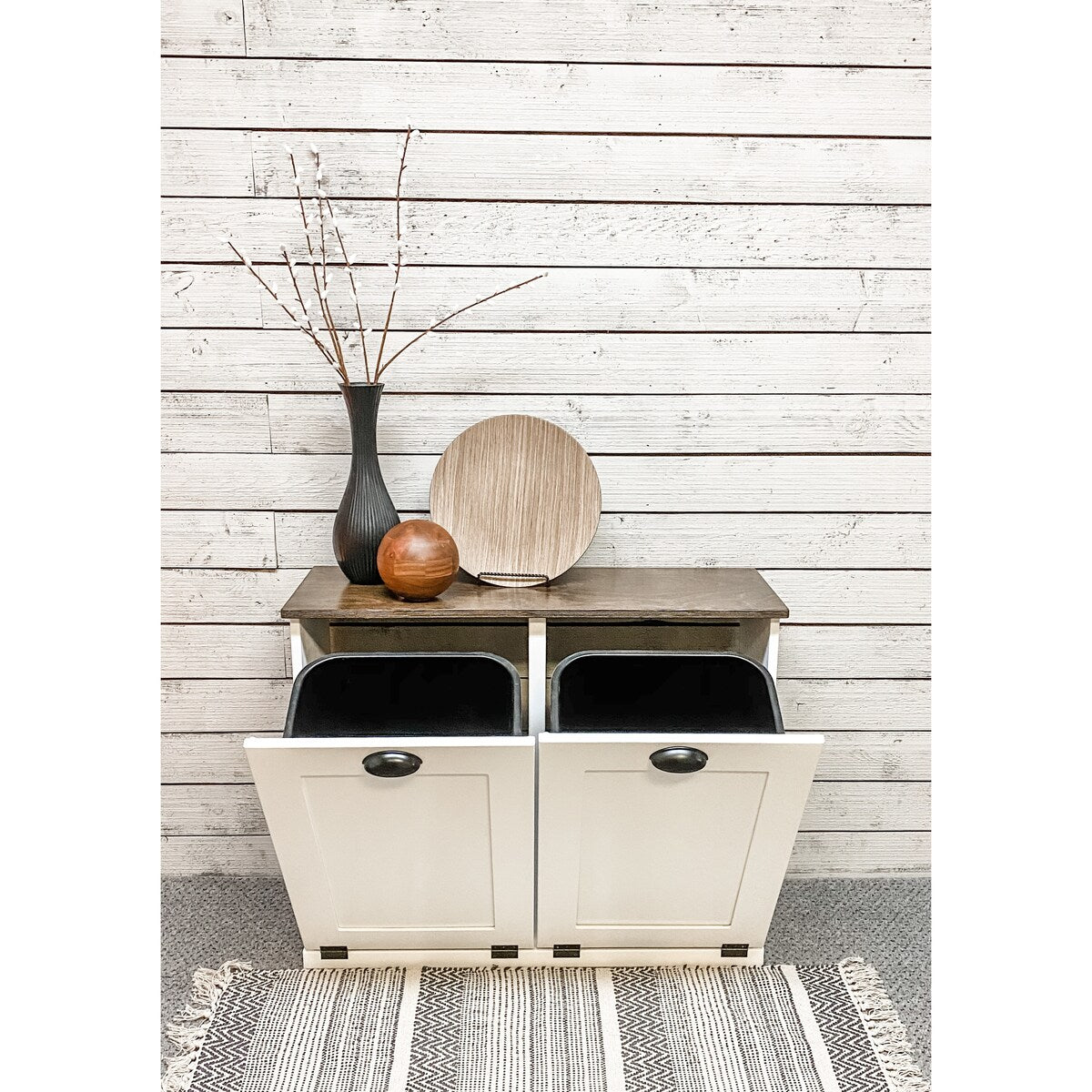 Espresso Top Double Tilt- Out Trash Cabinet with Soft Close Hardware