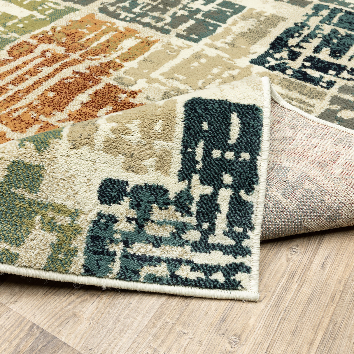 Style Haven Igelosa Distressed Patchwork Orange/Grey Area Rug