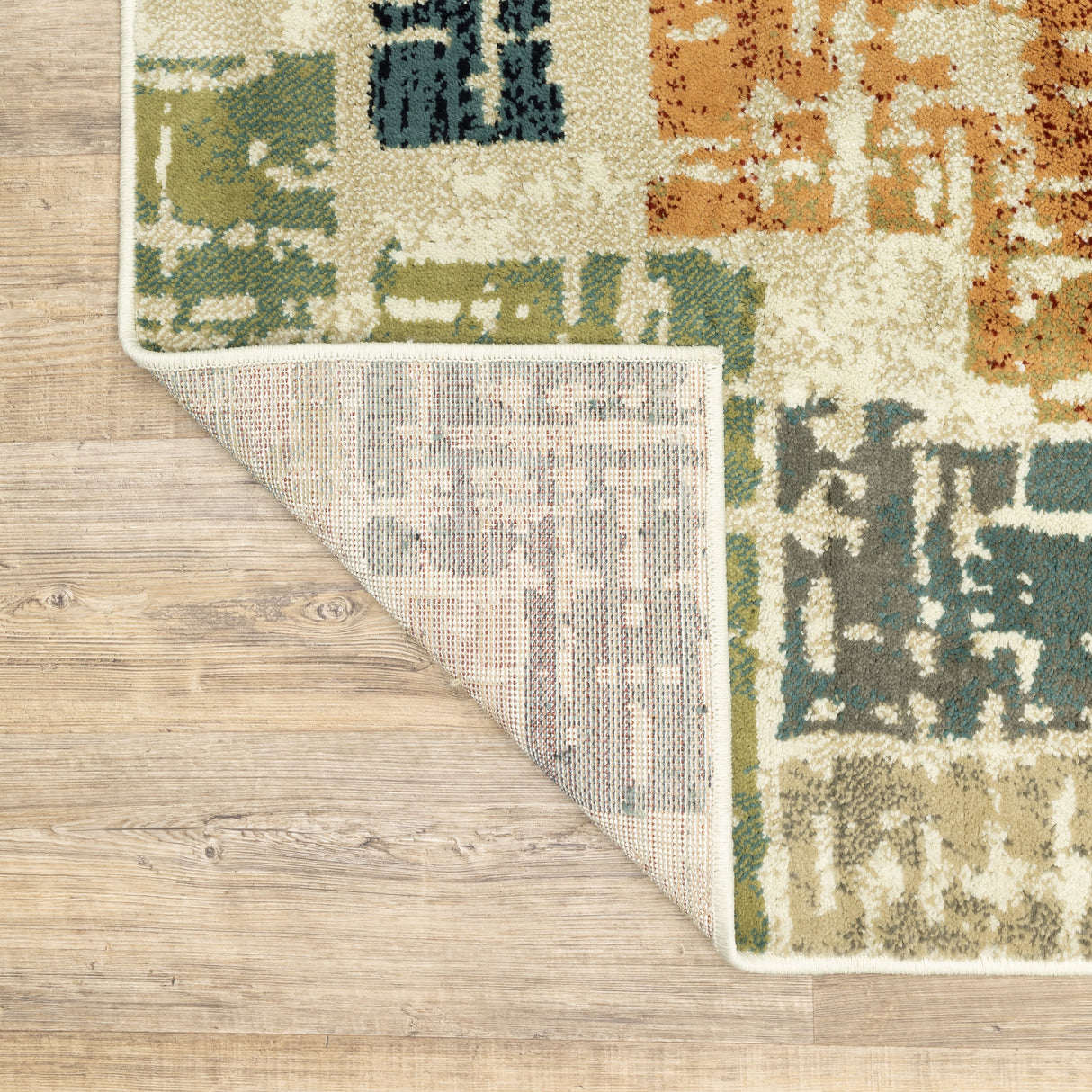 Style Haven Igelosa Distressed Patchwork Orange/Grey Area Rug
