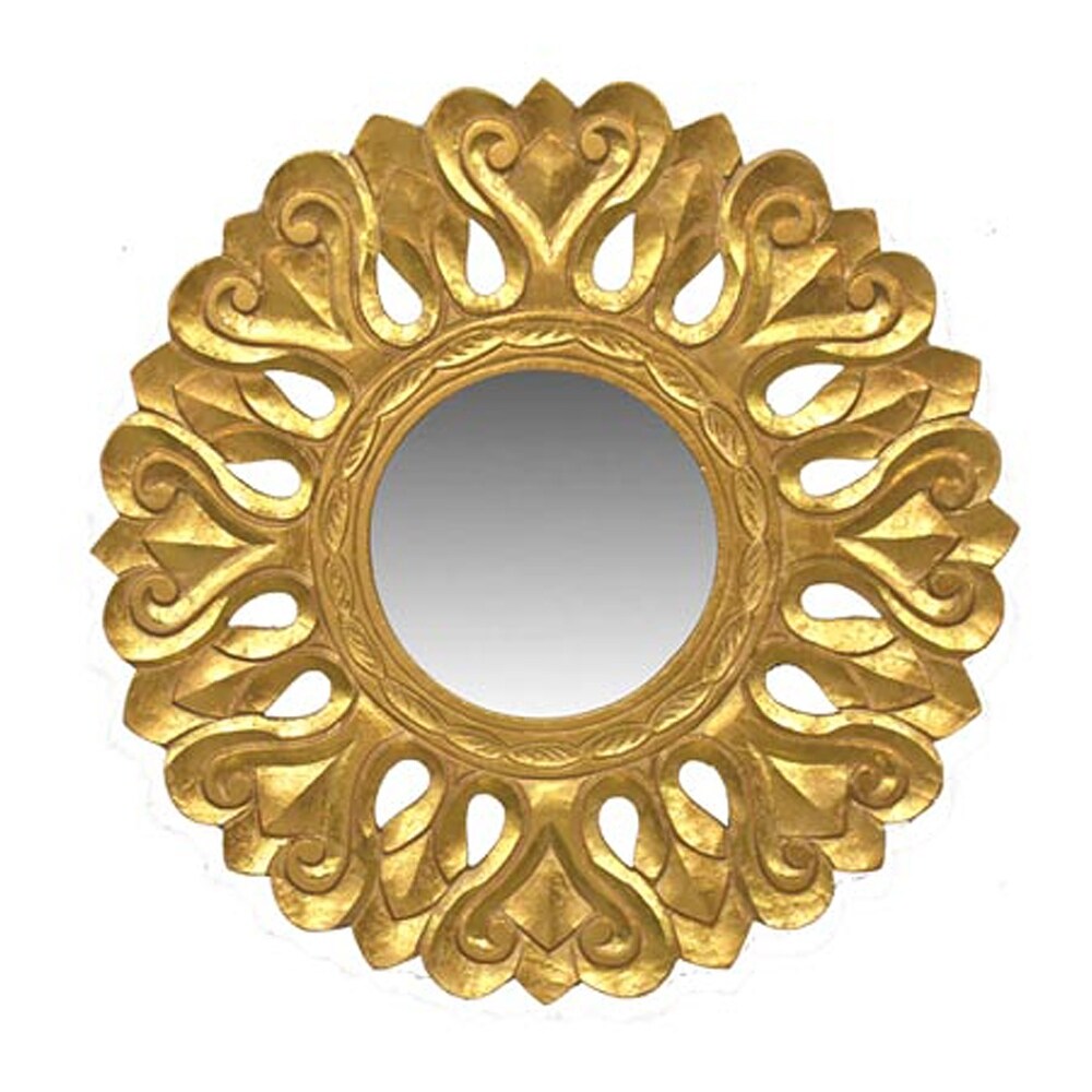 Essential Decor & Beyond 2pc. Wood Carved Accent Mirror EN18518 - Gold/Silver - 3.5 x 24 x 24