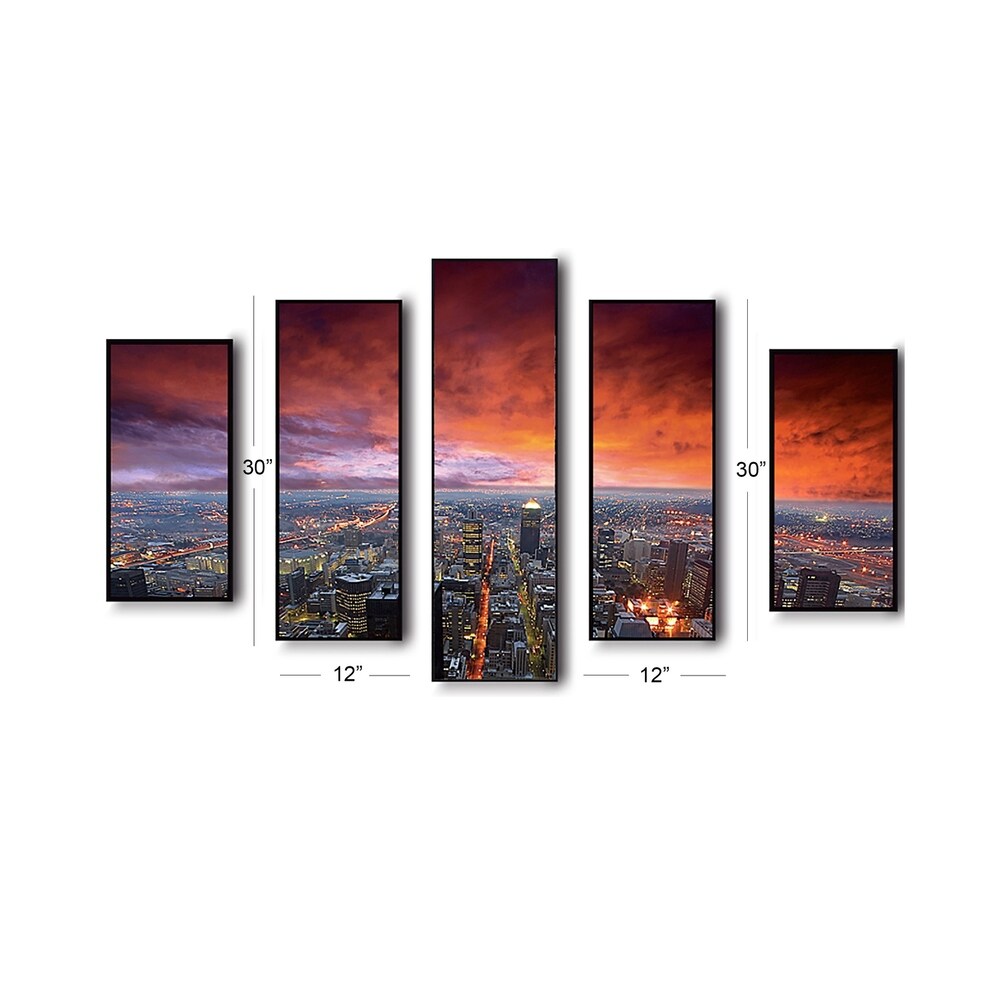 Essential Decor & Beyond 5pc Cityscape Printed on Canvas - Multi-Color