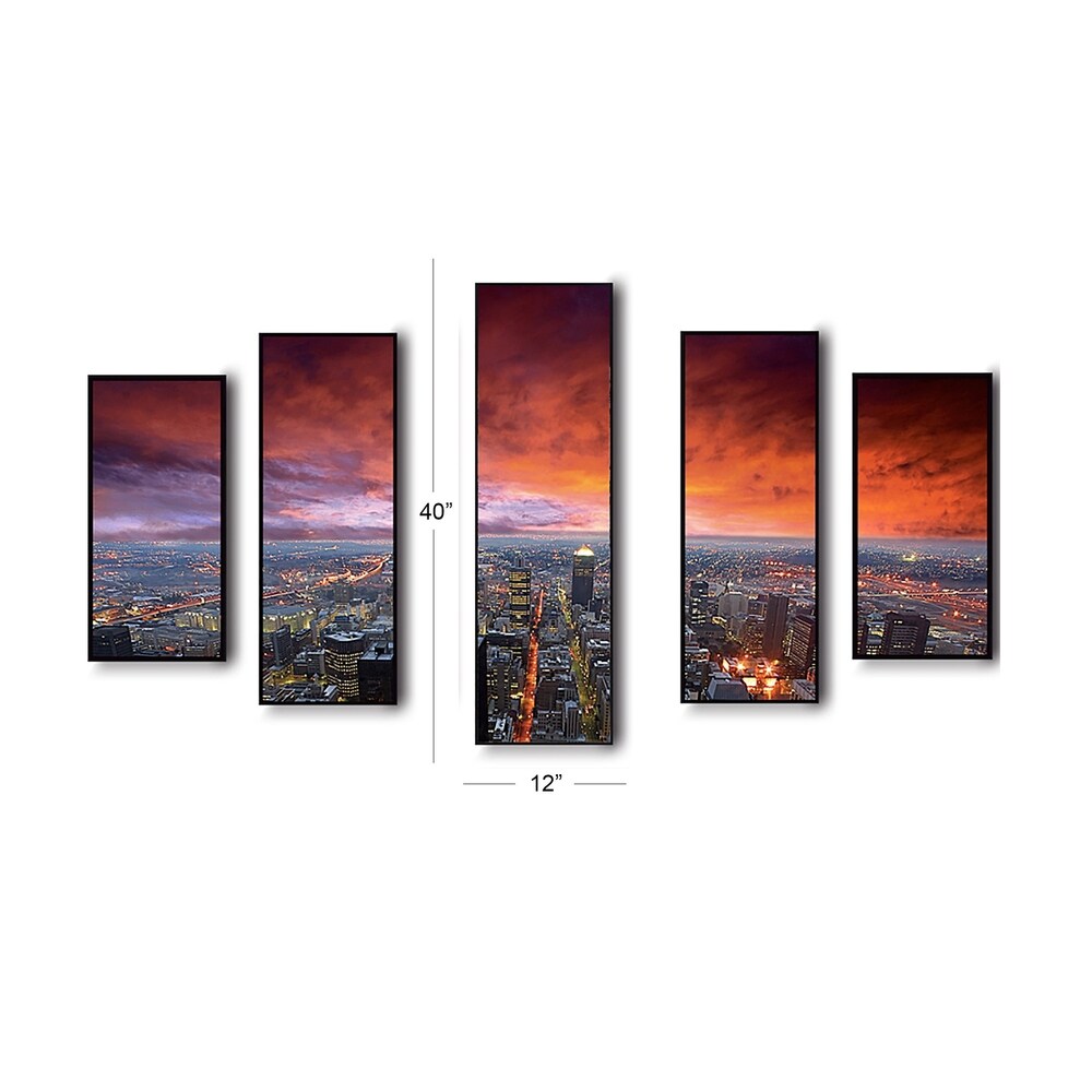 Essential Decor & Beyond 5pc Cityscape Printed on Canvas - Multi-Color