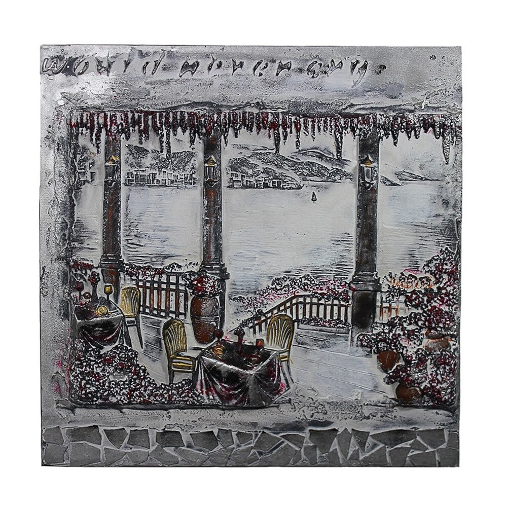 Essential Decor & Beyond Patio by the Lake Oil Painting EN40694 - Grey