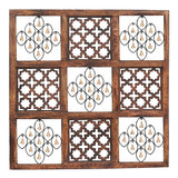 Essential Decor & Beyond Square Wood and Iron Wall Decor EN18365 - Brown