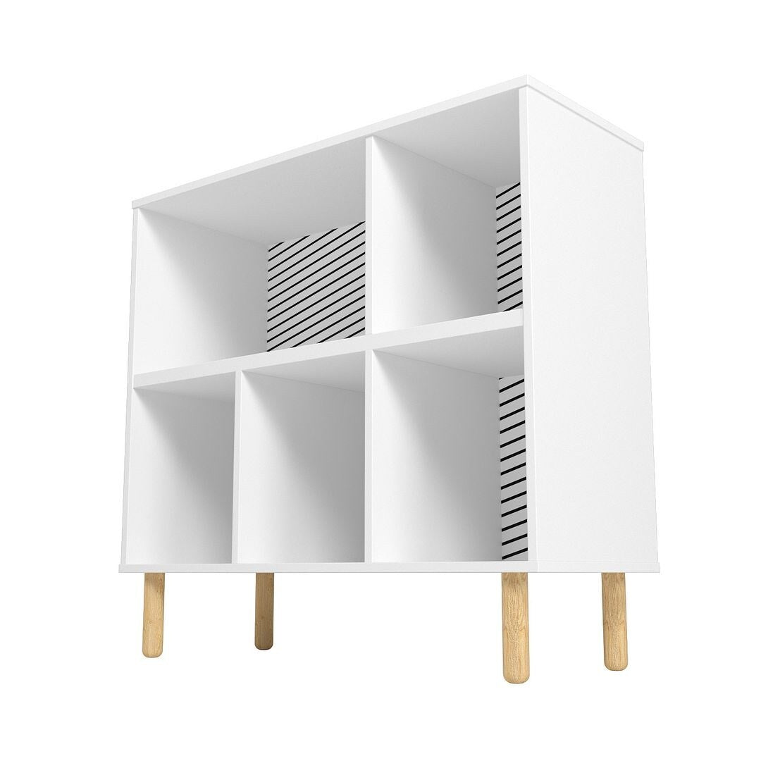 Essex 33.66 Low Bookcase with 5 Shelves in White and Zebra