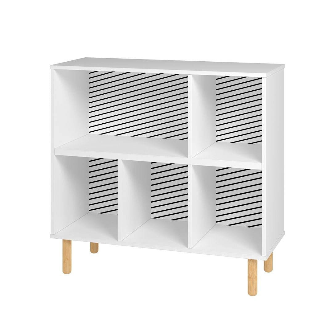 Essex 33.66 Low Bookcase with 5 Shelves in White and Zebra