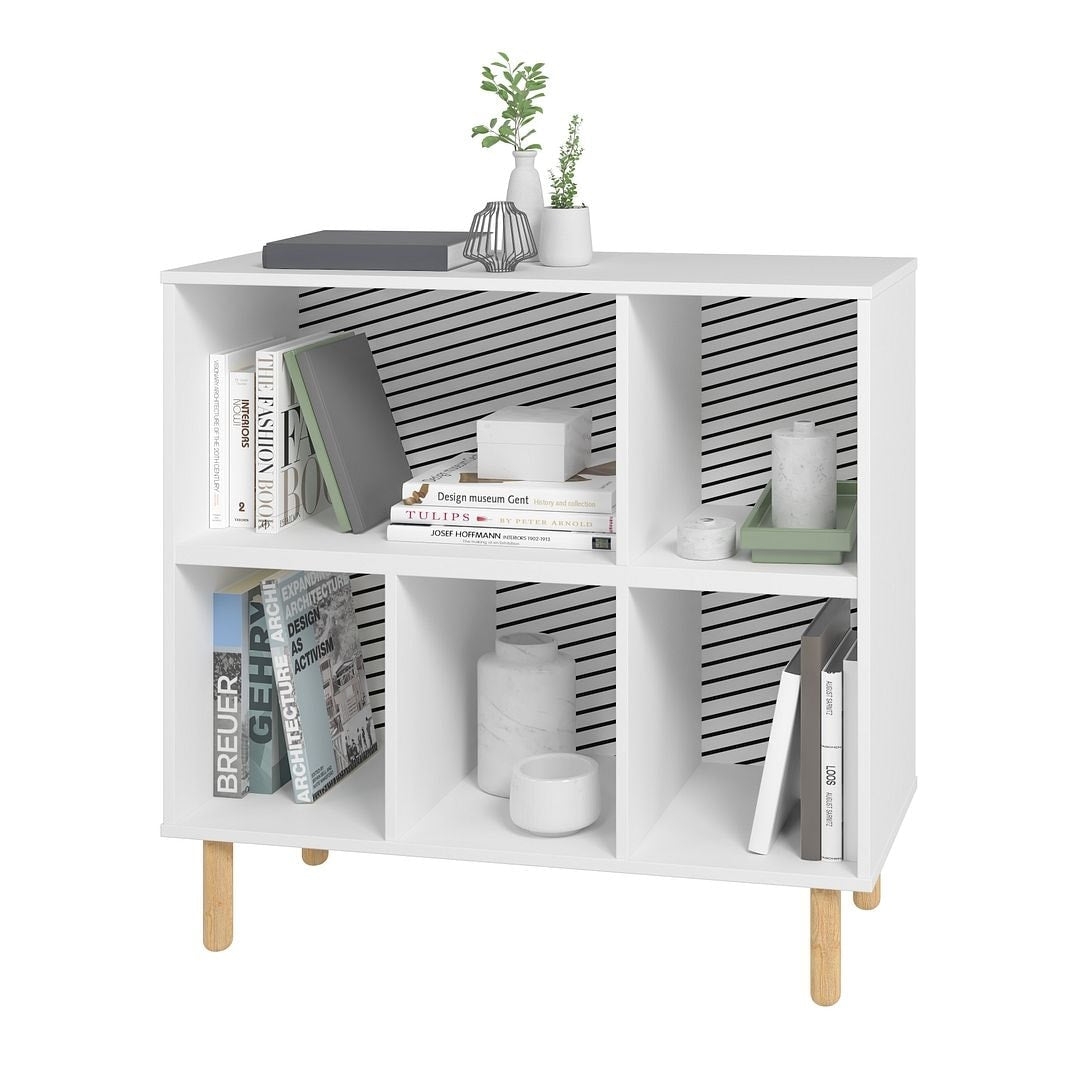 Essex 33.66 Low Bookcase with 5 Shelves in White and Zebra