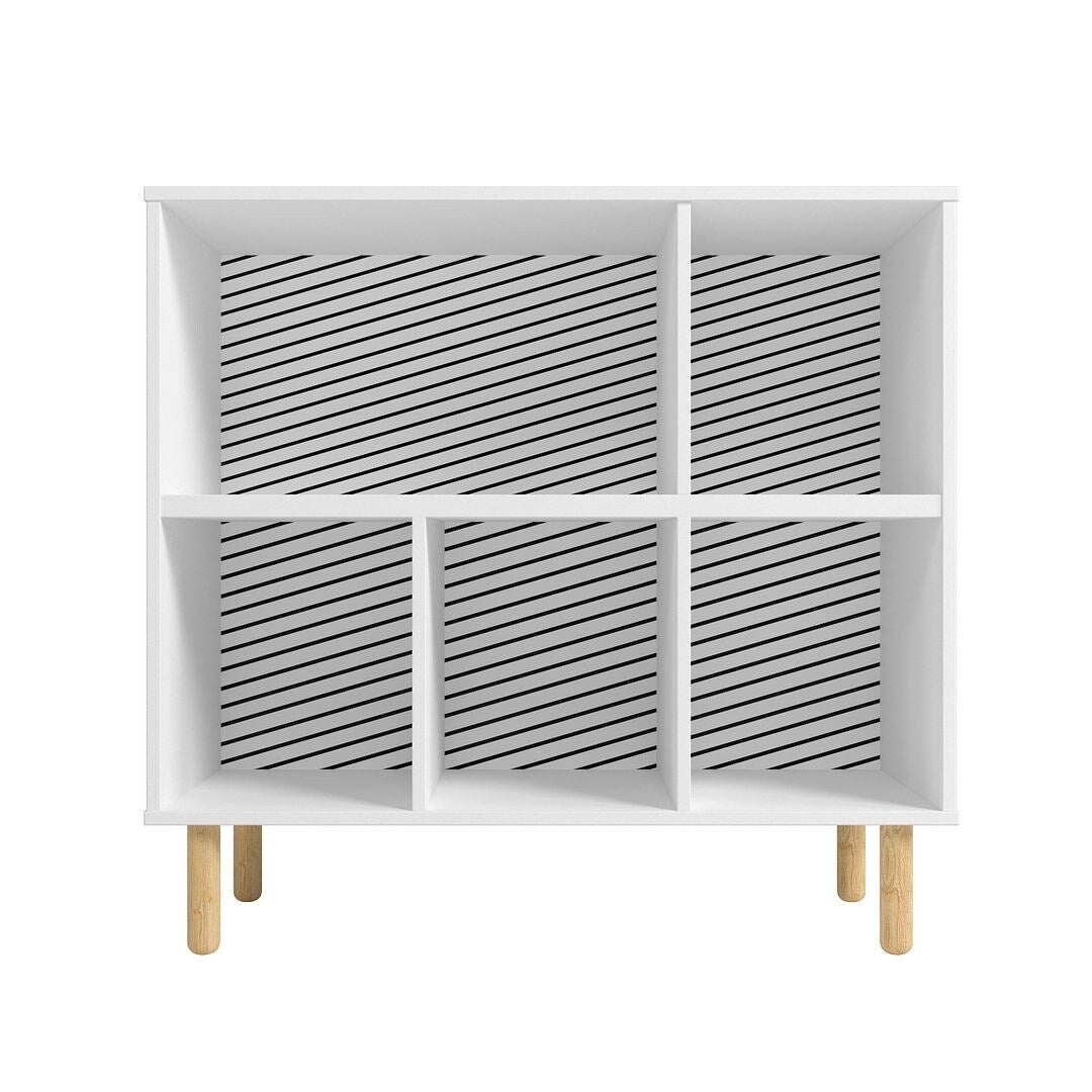 Essex 33.66 Low Bookcase with 5 Shelves in White and Zebra