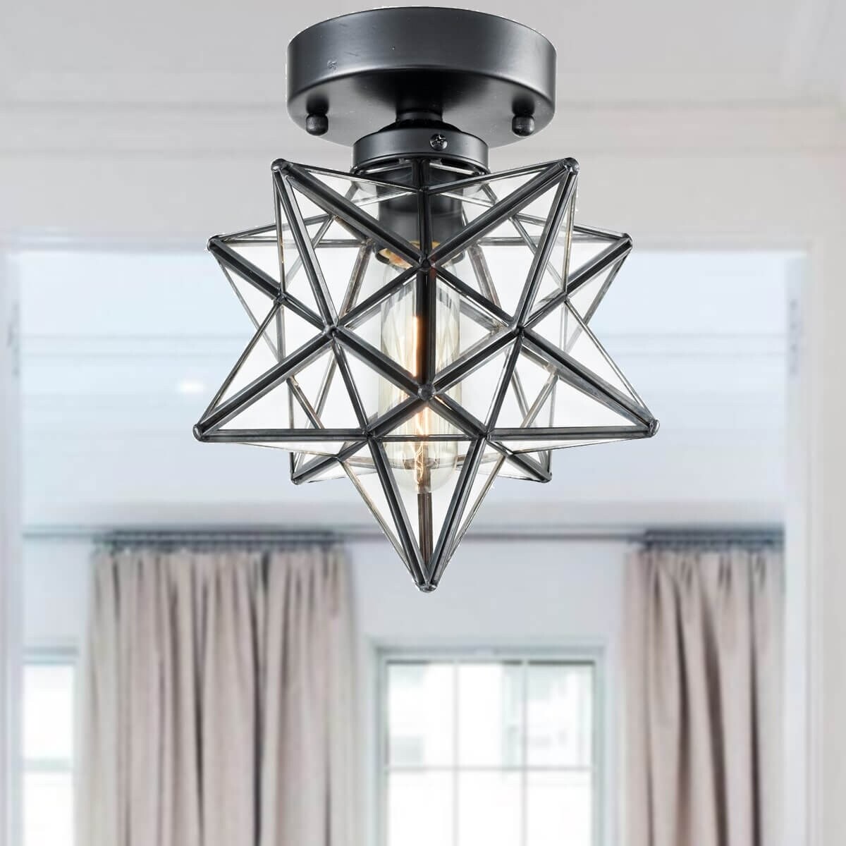 Este Industrial Moravian Star Ceiling Light with Clear Glass 8 Inches