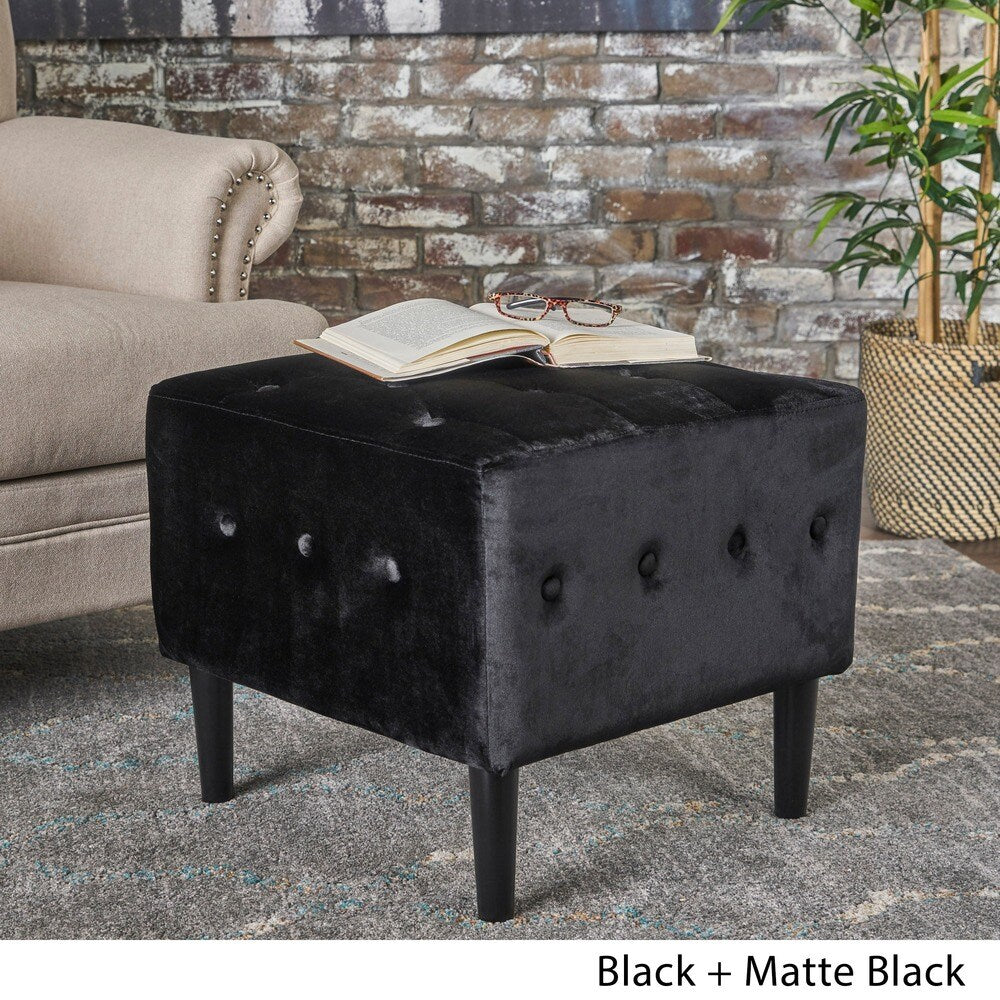 Esther Tufted Velvet Square Ottoman Stool by Christopher Knight Home