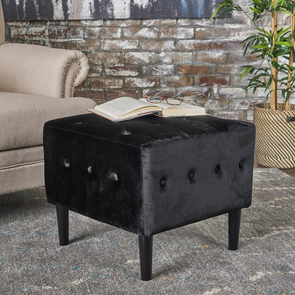 Esther Tufted Velvet Square Ottoman Stool by Christopher Knight Home