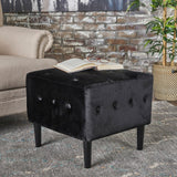 Esther Tufted Velvet Square Ottoman Stool by Christopher Knight Home