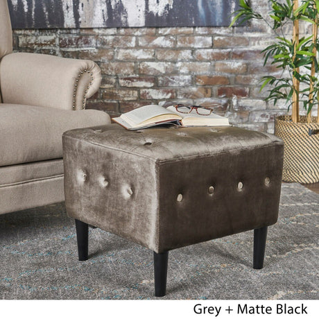 Esther Tufted Velvet Square Ottoman Stool by Christopher Knight Home