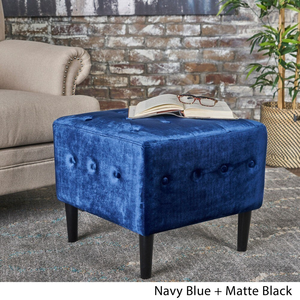 Esther Tufted Velvet Square Ottoman Stool by Christopher Knight Home