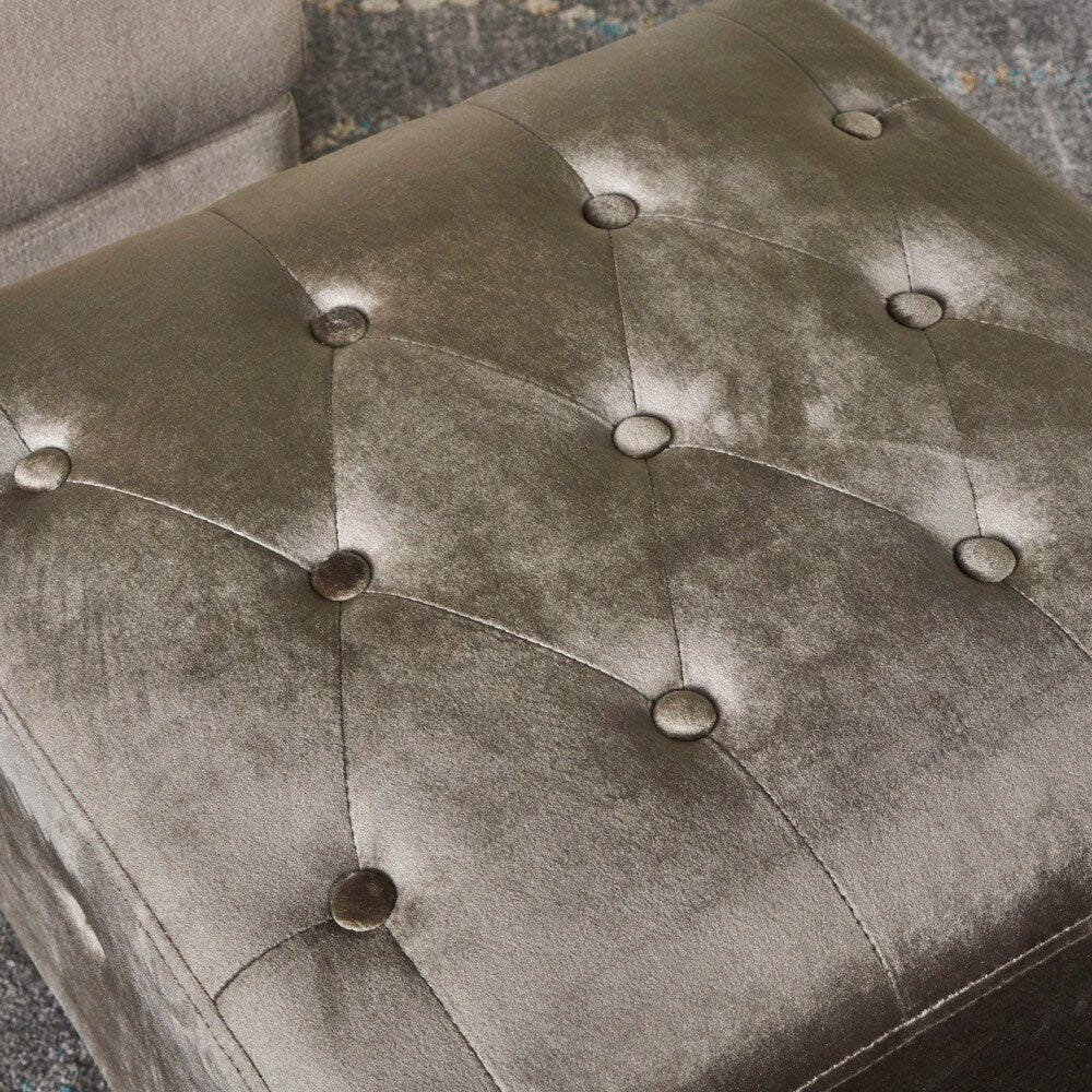 Esther Tufted Velvet Square Ottoman Stool by Christopher Knight Home