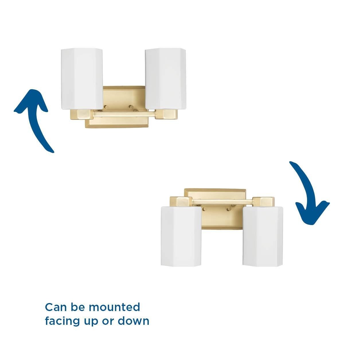 Estrada Collection Two-Light Brushed Gold Contemporary Bath & Vanity Light - 13.37 in x 5.37 in x 8.37 in