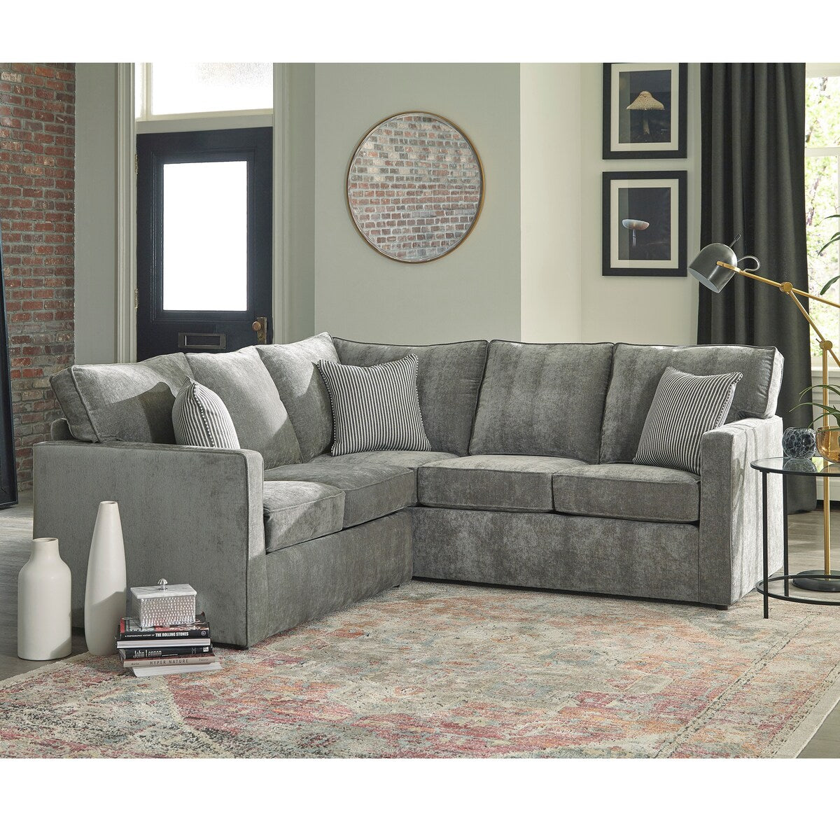Esty Grey Sectional Sofa Bed with Twin Gel Memory Foam Mattress