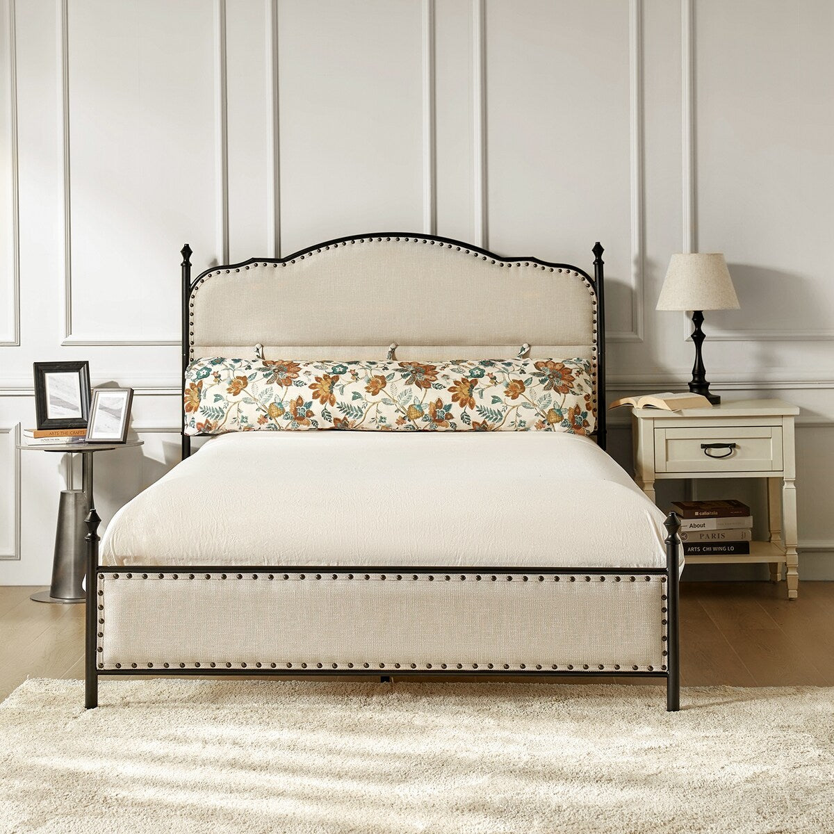 Eulalia Transitional Upholstered Platform Metal Bed Frame Four Poster
