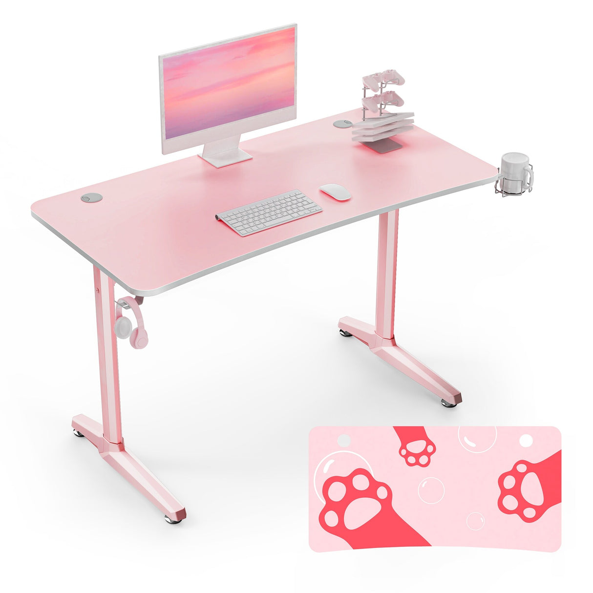 Eureka 47" Pink Gaming Desk Home Office Computer Writing Desk