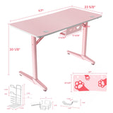 Eureka 47" Pink Gaming Desk Home Office Computer Writing Desk