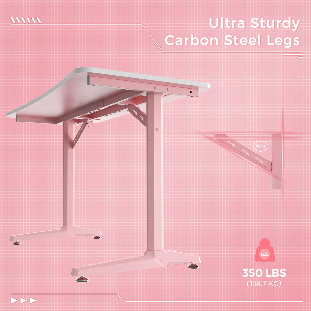 Eureka 47" Pink Gaming Desk Home Office Computer Writing Desk