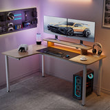 60 Inch Led L Shaped Desk Computer Corner Desk with Monitor Stand