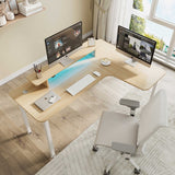 60 Inch Led L Shaped Desk Computer Corner Desk with Monitor Stand