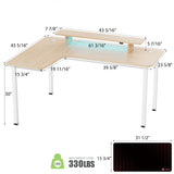 60 Inch Led L Shaped Desk Computer Corner Desk with Monitor Stand