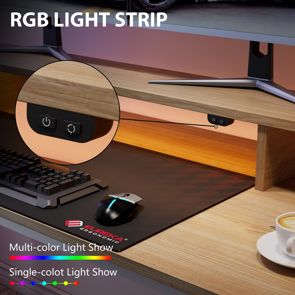 60 Inch Led L Shaped Desk Computer Corner Desk with Monitor Stand