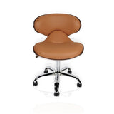 Euro Short Stool Adjustable 13" to 16" Low Rolling Chair with Backrest, Cappuccino - N/A