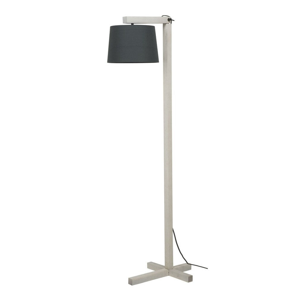 Euro Style Collection Prague Ashley Off-white Wood/Black Fabric 66.93-inch Floor Lamp