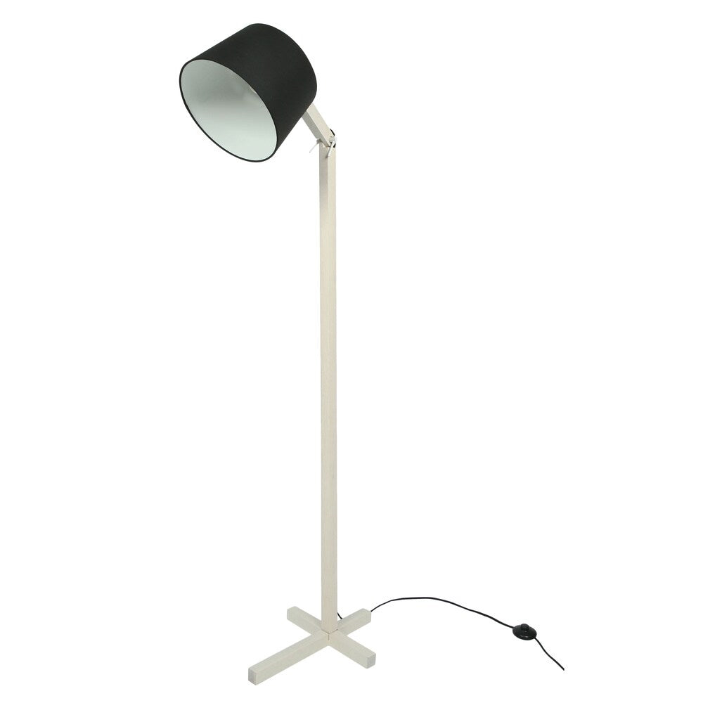 Euro Style Collection Prague Ashley Off-white Wood/Black Fabric 66.93-inch Floor Lamp