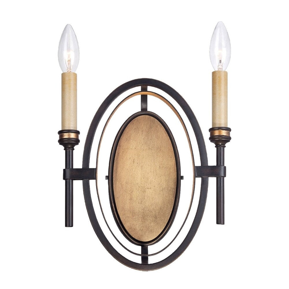 Eurofase Infinity Candle Style Orb Wall Sconce, Oil Rubbed Bronze and Gold Leaf Framework - 25644-012 - 14" high x 9.75" wide